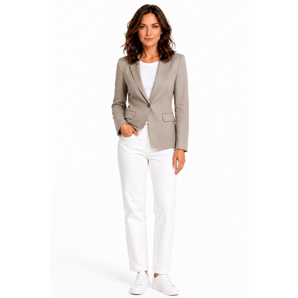 Banana Republic Womens Tailored Single Button Blazer Taupe w/ Structured Stretch